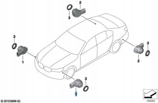 66209472236-01 9472236-01 - 66209827050 Датчик парковки Серый BMW 7 G11/12 '8 G16 X5M F5 X6M F6